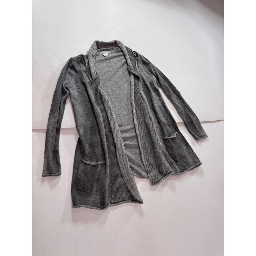 Alberto Makali Cardigan Sweater Womens Medium Gray Open Front Pockets Knit